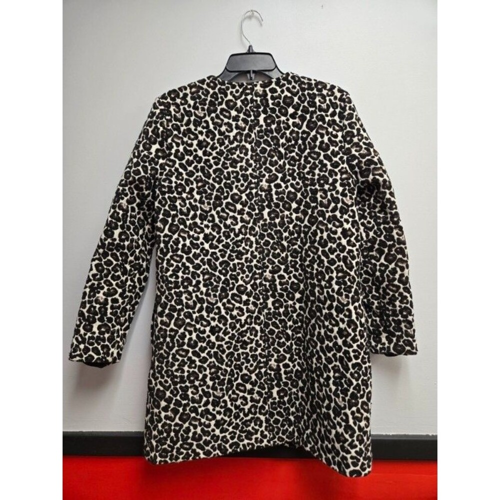 Cupcakes & Cashmere Womens Jacquard Leopard Print Long Jacket Blazer M Lined - Picture 4 of 8